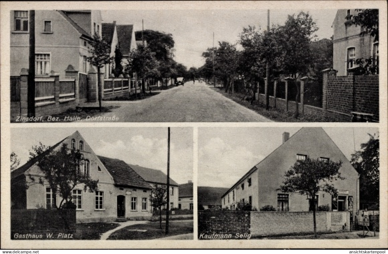 CPA Zinsdorf Uebigau Wahrenbrück, Gasthaus, Dorfstraße, Kaufmann Selig