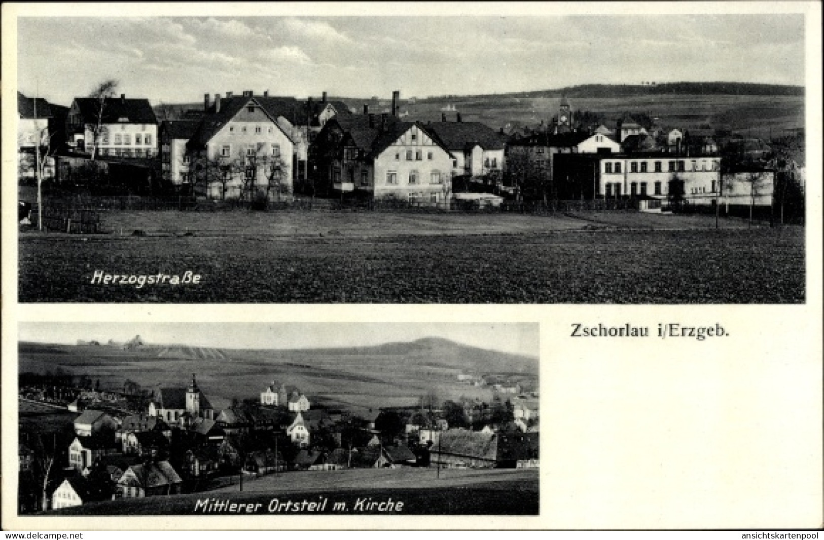 CPA Zschorlau Erzgebirge, Mittlerer Ortsteil, Kirche, Herzogstraße