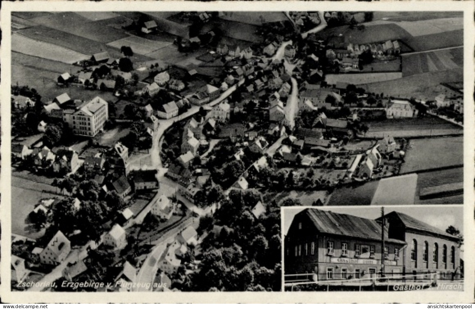 CPA Zschorlau im Erzgebirge, Fliegeraufnahme