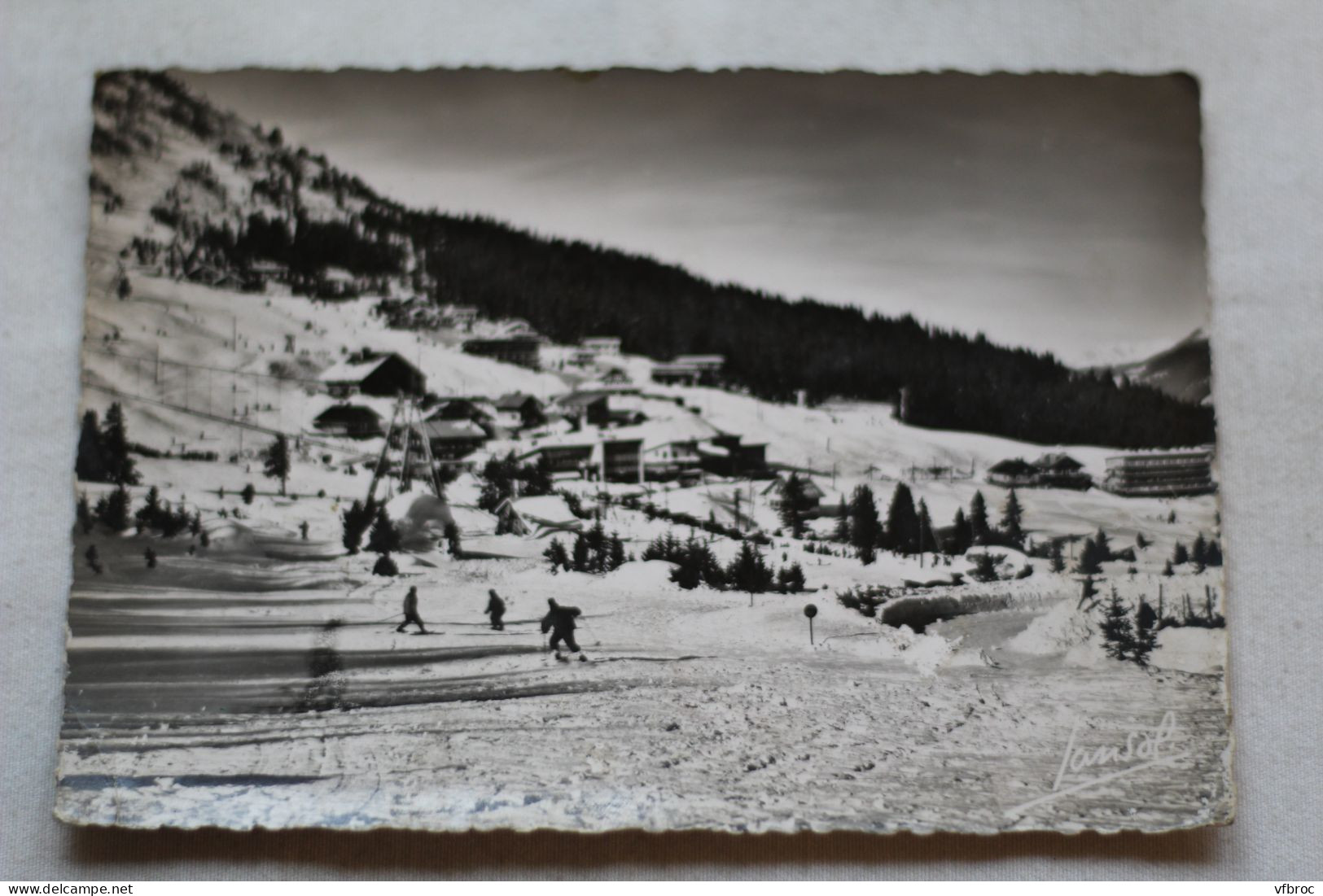 Cpm 1953, en descendant du Biolley arrivée à Courchevel, Savoie 73