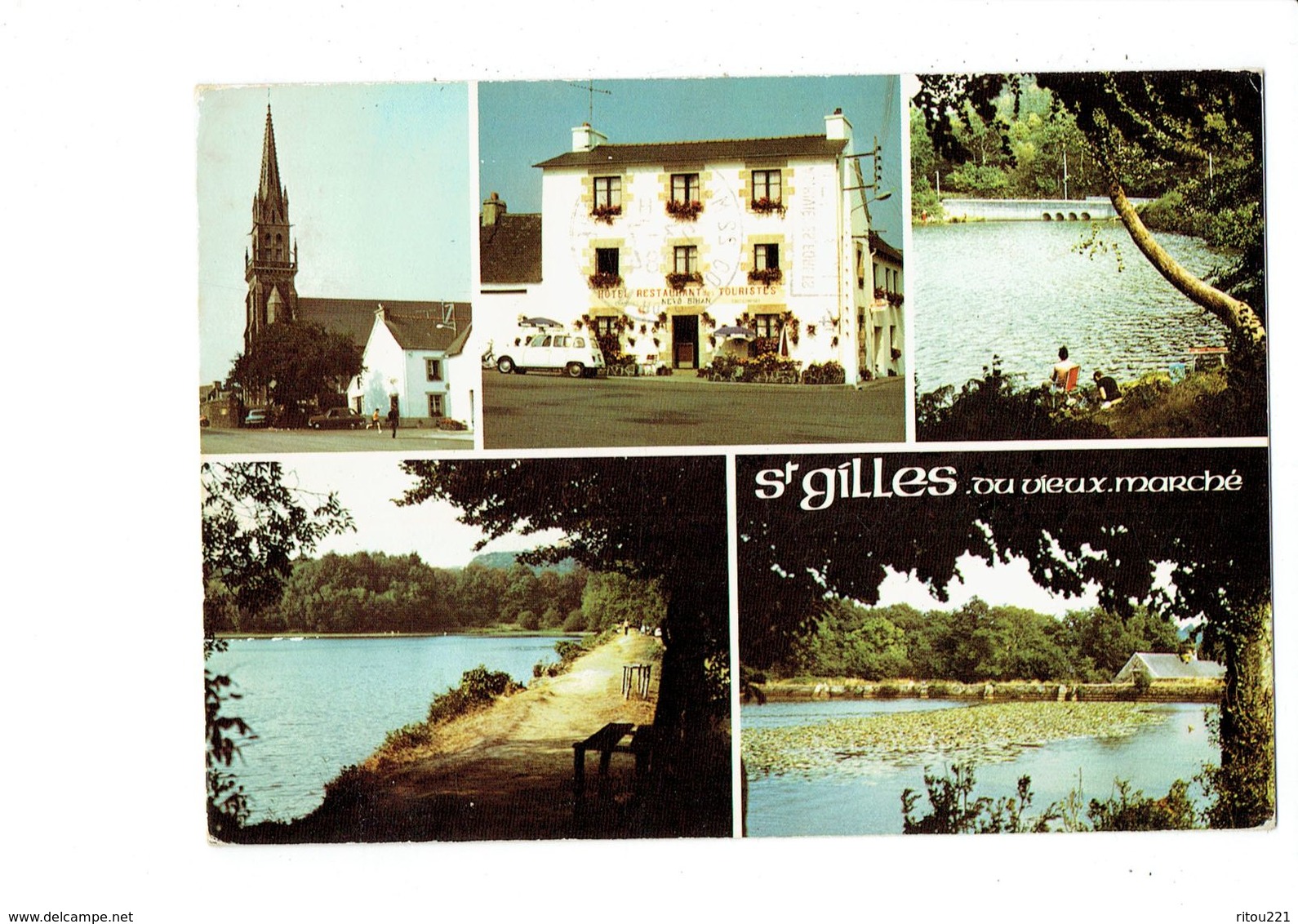 cpm - 22 - Saint-Gilles-Vieux-Marché - HOTEL NEVO LE BIHAN - 1984 - voiture Renault 4L