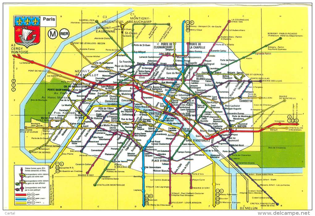CPM - 75 - PARIS - Stations de Métro et lignes d'Autobus desservant les principaux monuments