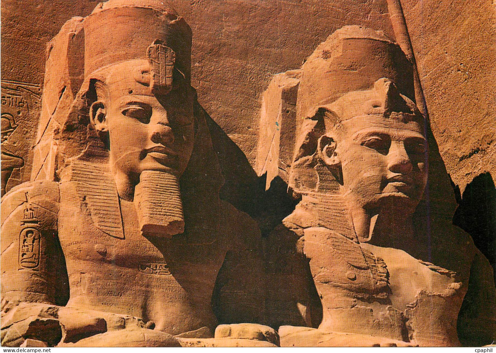 CPM Abou Simbel Rock Temple of Ramses ii Partial view of the Gigantic statues