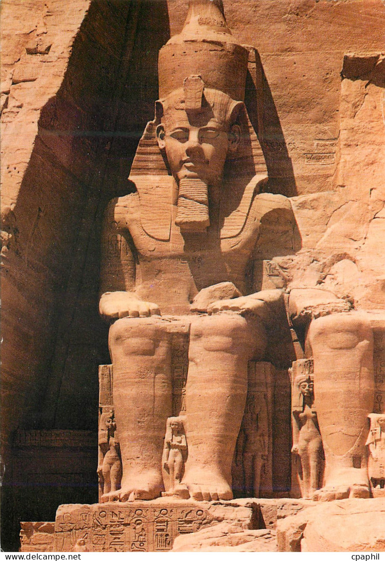 CPM Abou Simbel Rock Temple of Ramses ii Partial view of the Gigantic statues