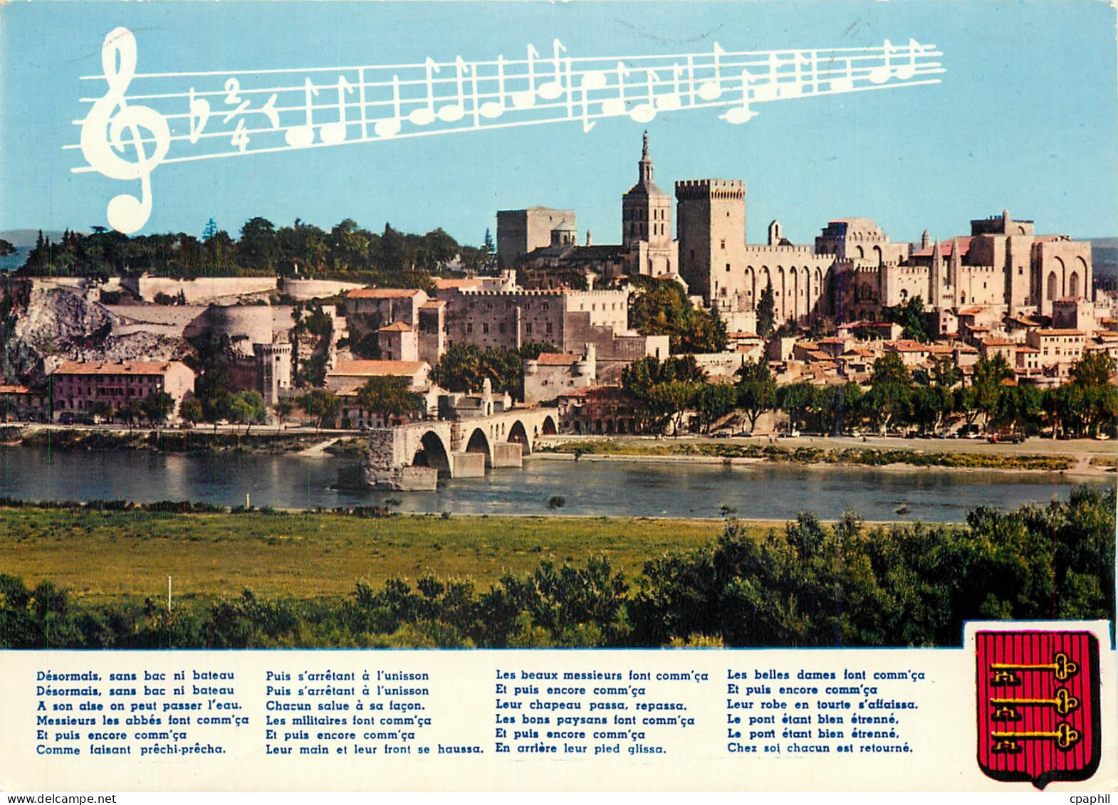 CPM Avignon Vaucluse Le Palais des Papes le Rocher des Doms le Rhone le Pont St Benezet et sa Chanso