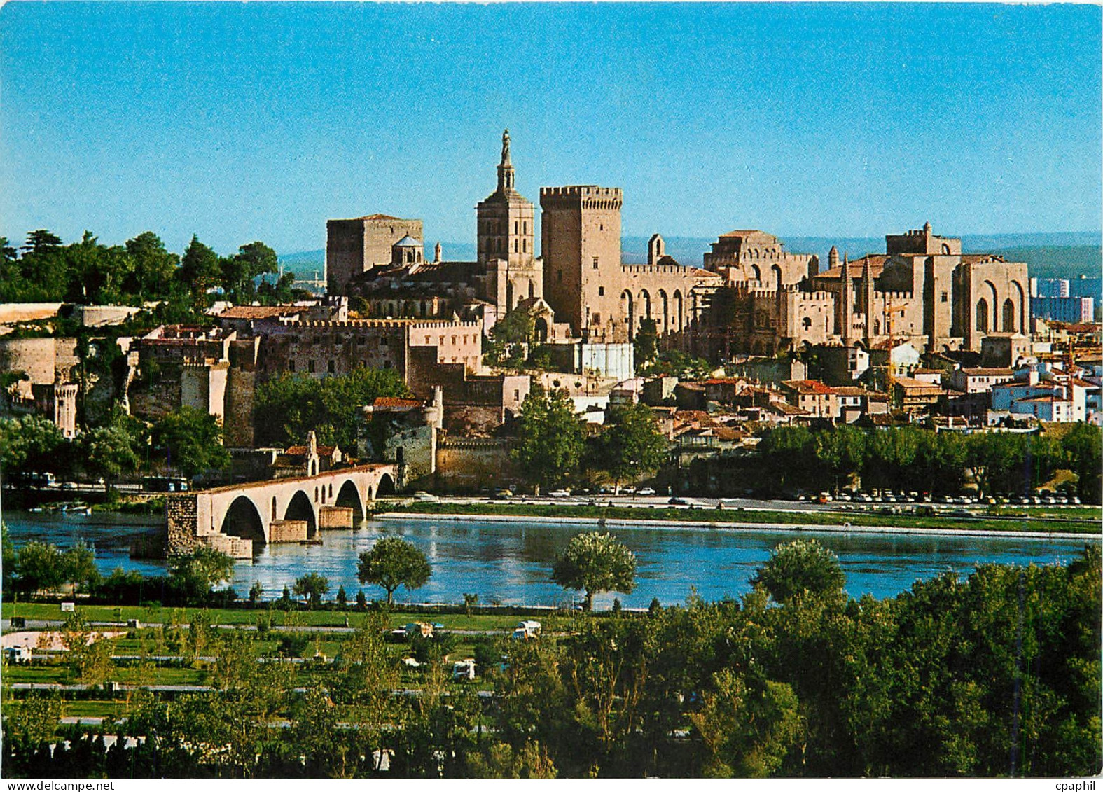 CPM Avignon Vaucluse Le Pont Saint Benezet et le Palais des Papes