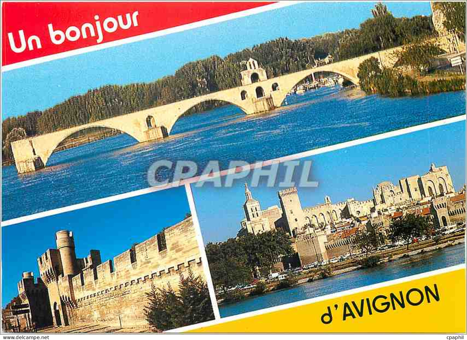 CPM Avignon Vaucluse Le pont St Benezet Les remparts Le Palais des Papes