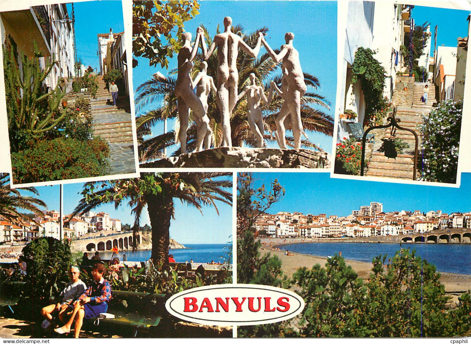 CPM Banyuls sur Mer Les vielles rues les danseurs Catalans la plage
