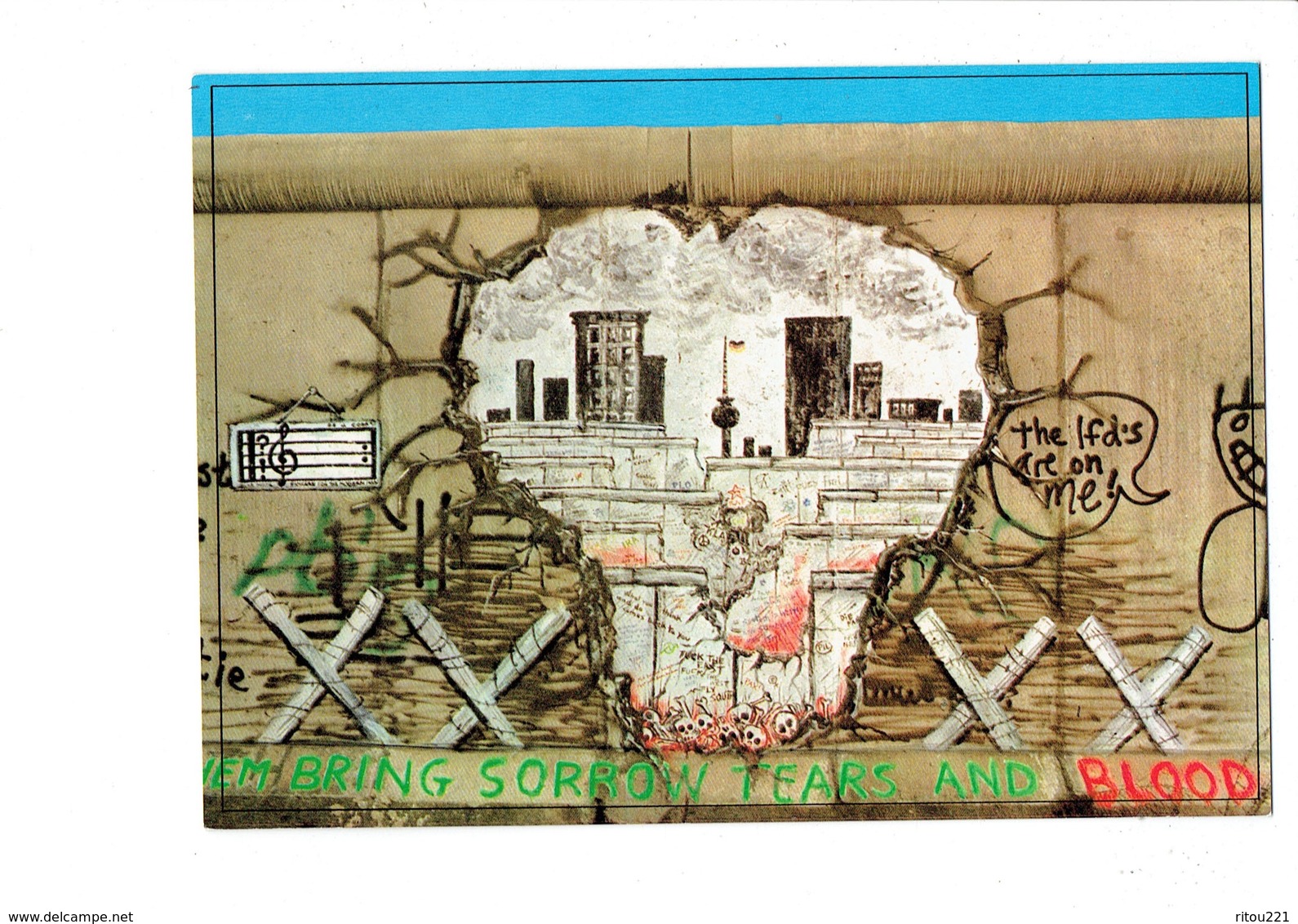 cpm - BERLIN - Mauer - Mur de Berlin - graffity dessin tête de mort