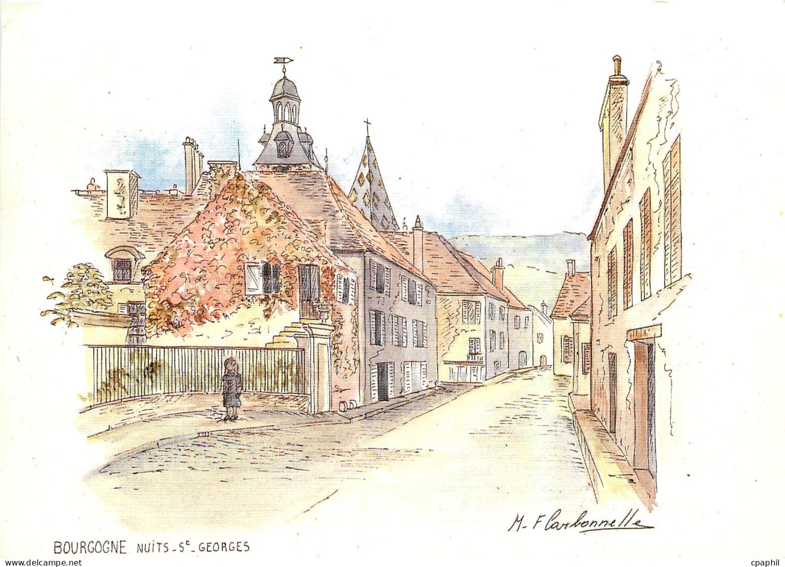 CPM Bourgogne nuits Georges Aquarelle originale
