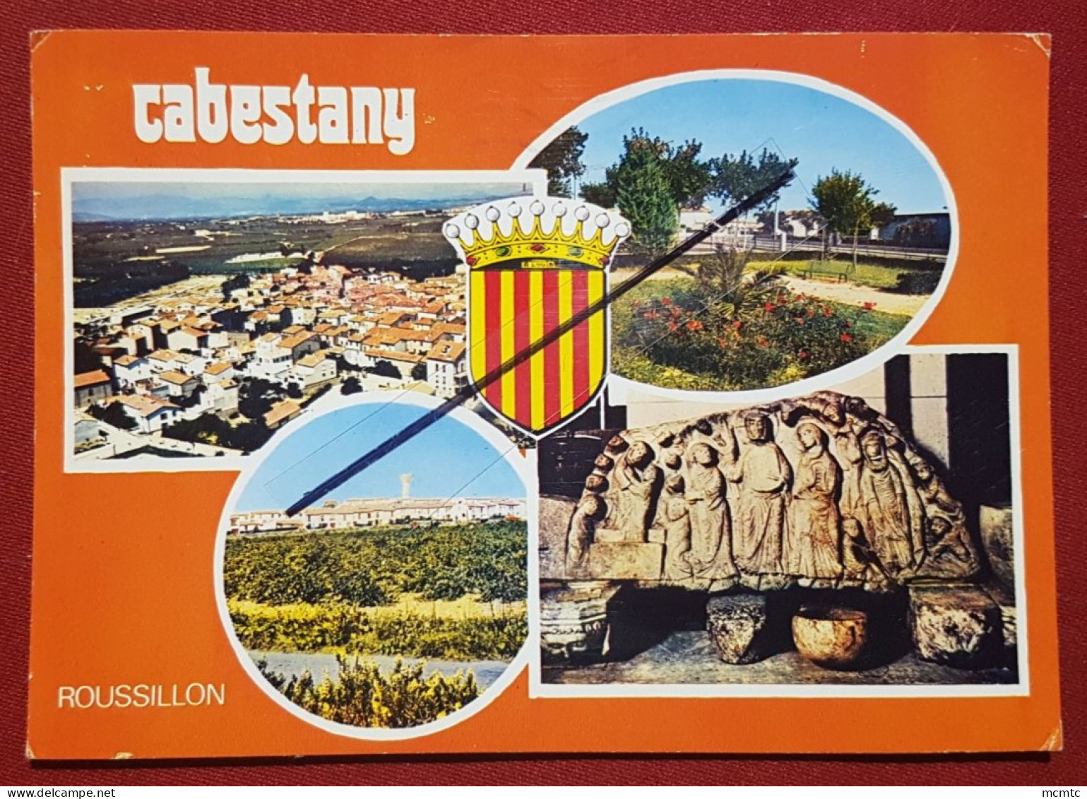 CPM - Cabestany -(Pyr.-Or.) Vue générale aérienne - Cité nouvelle prise du jardin public, L'Eglise , le Tympan