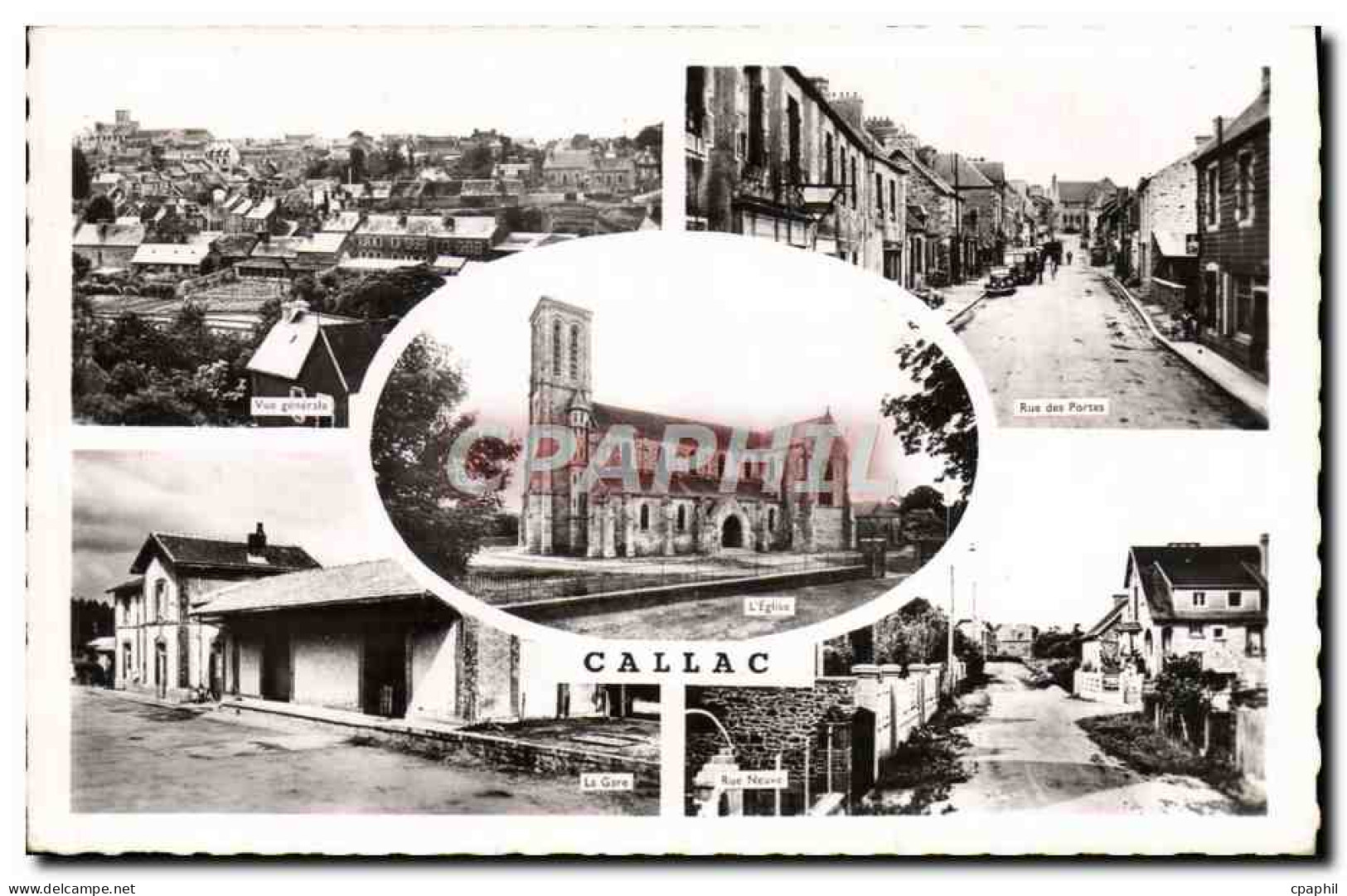 CPM Callac Vue generale Rue des portes La gare