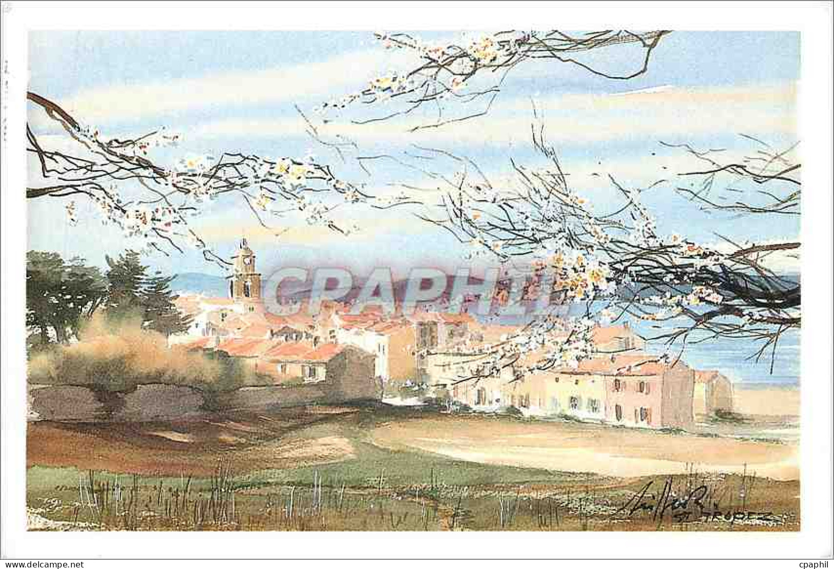 CPM Cartina Le village de Saint Tropez Aquarelle de Jean Michel Seiller