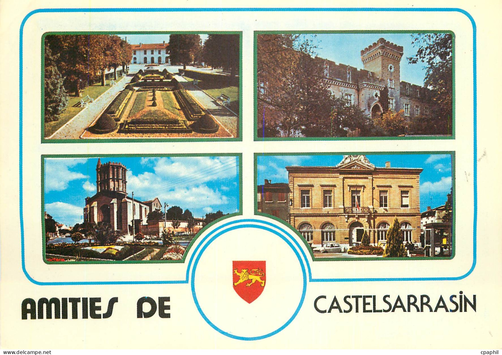 CPM Castelsarrasin Tarn et Garonne Le Jardin de la Gare Le Chateau de Terride