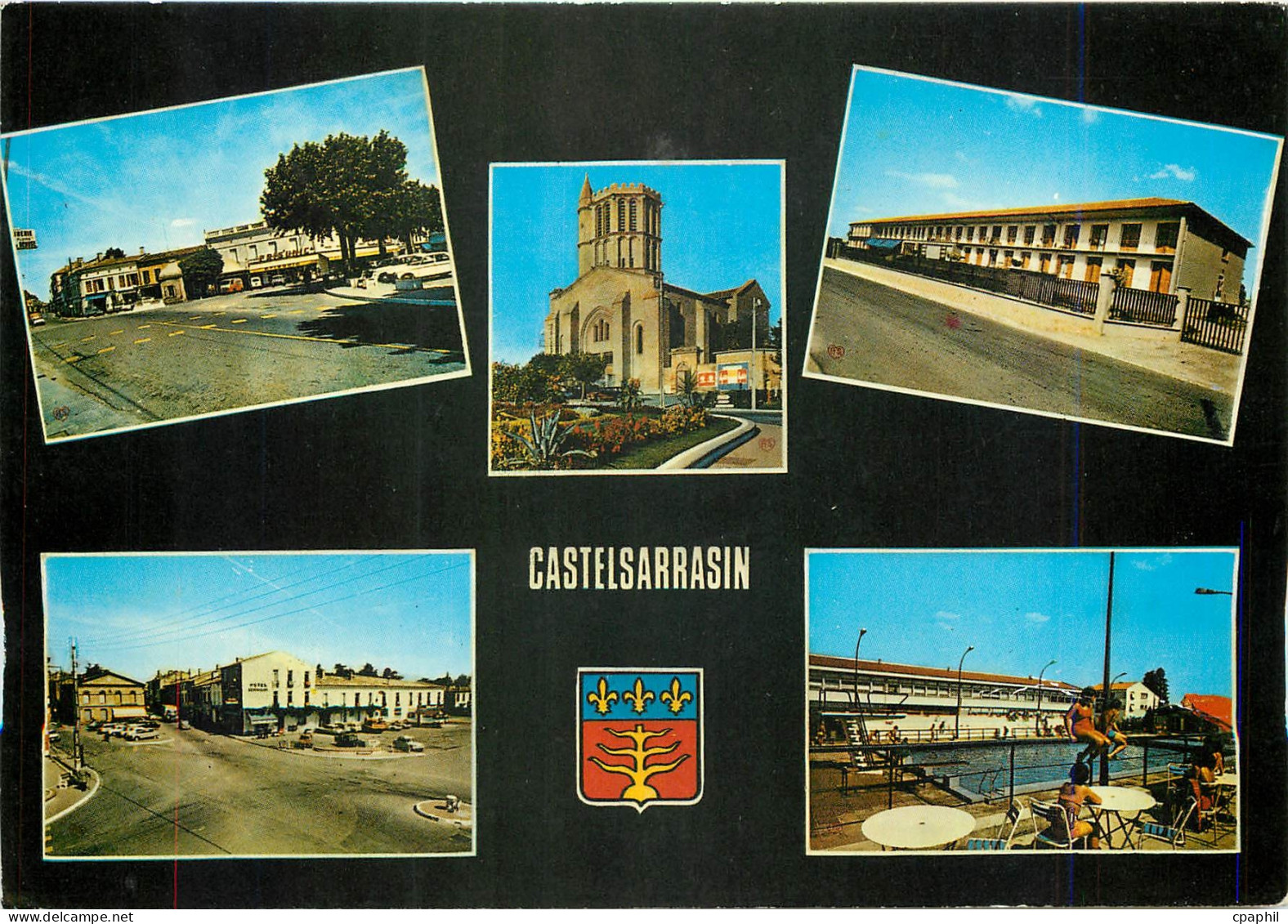 CPM Castelsarrasin Tarn et Gne Un coin de la ville Eglise St Sauveur Maison de retraite