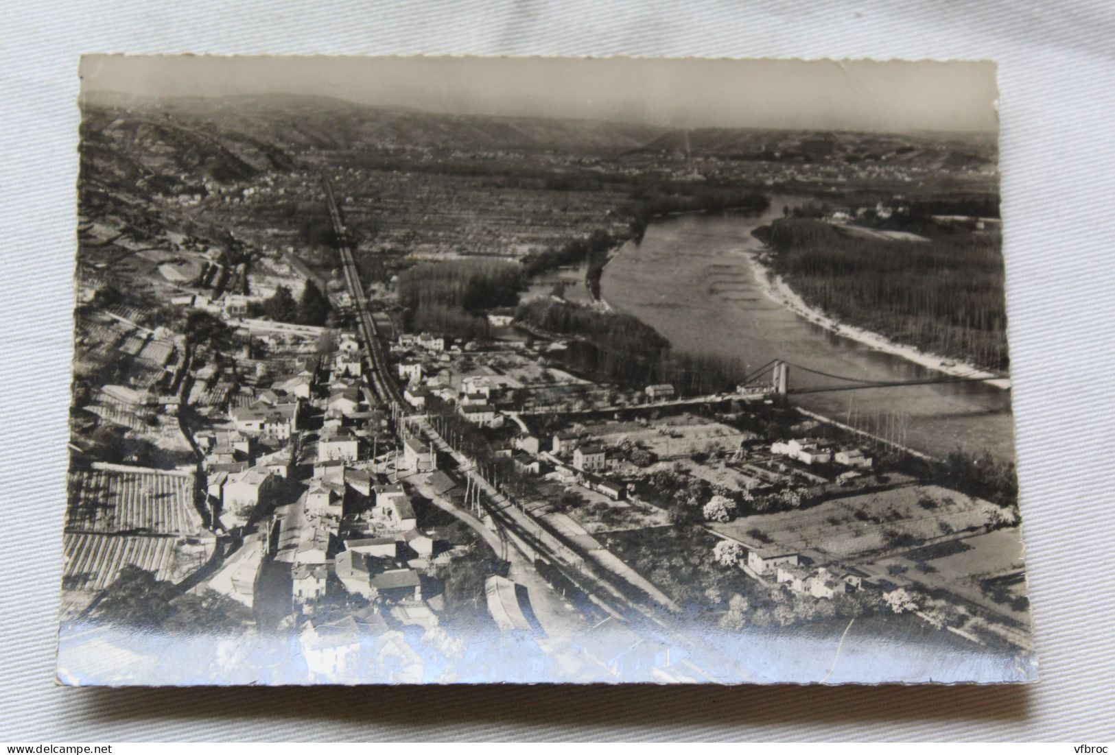 Cpm, Chavanay, vue générale aérienne sur le village et la vallée du Rhône, Loire 42
