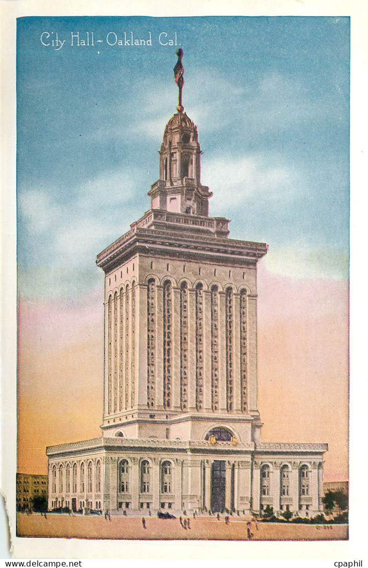 CPM City Hall Oakland Cal Bird Eye View 12th and Broadway Showing Oakland Bank