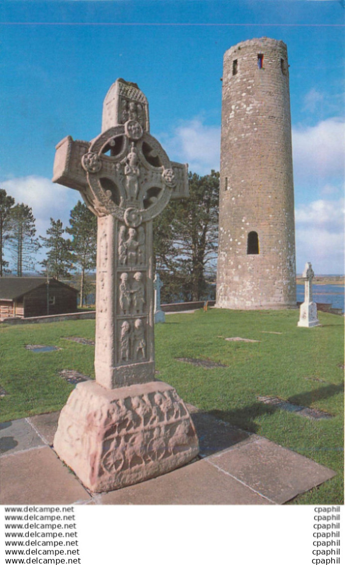 CPM Clonmacnois Co Offaly High Cross and Round Tower