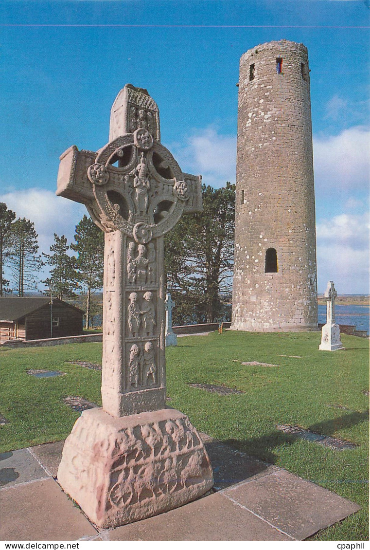 CPM Clonmacnois Co Offaly High Cross and Round Tower