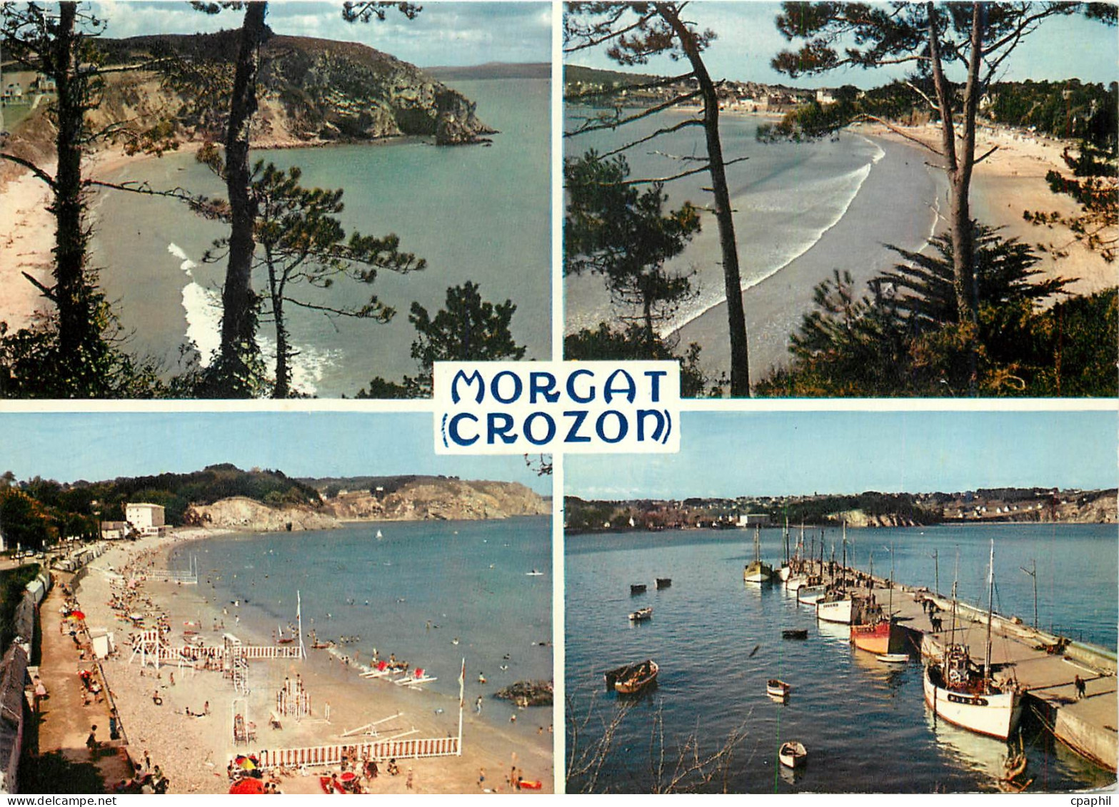CPM Crozon Morgat (Finistere) La grande plage la plage du Porzic et le Port de Peche