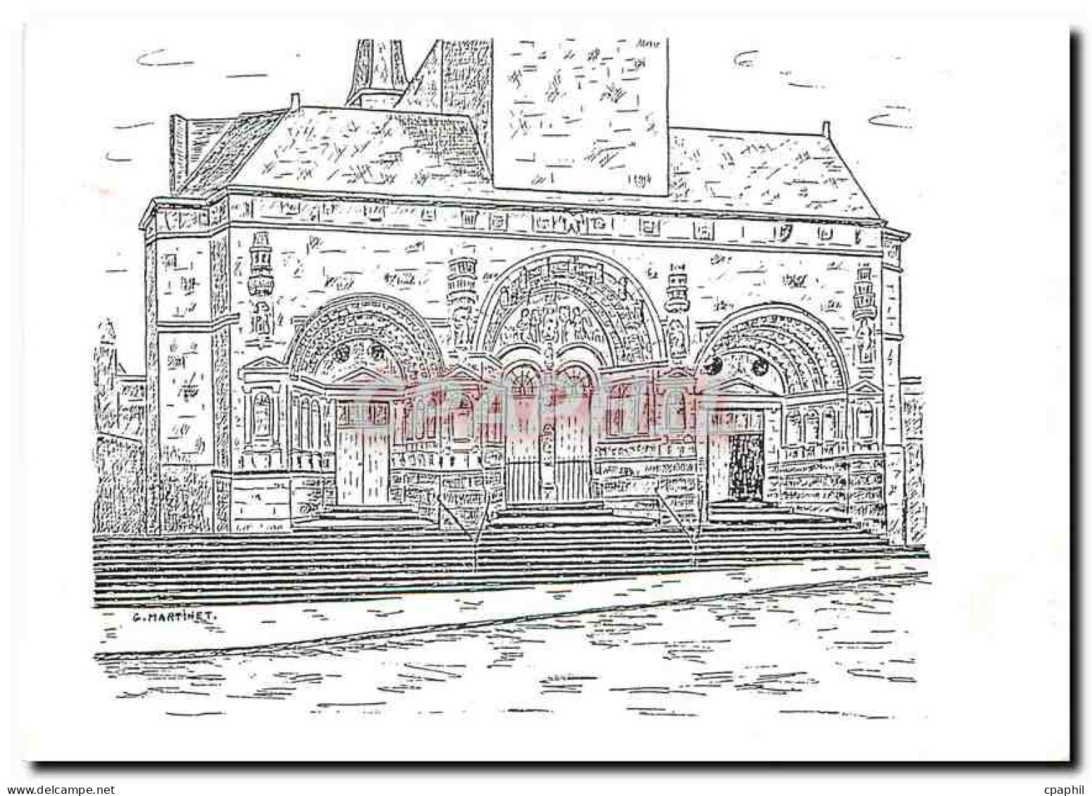 CPM Eglise de Vouziers Dessin offert