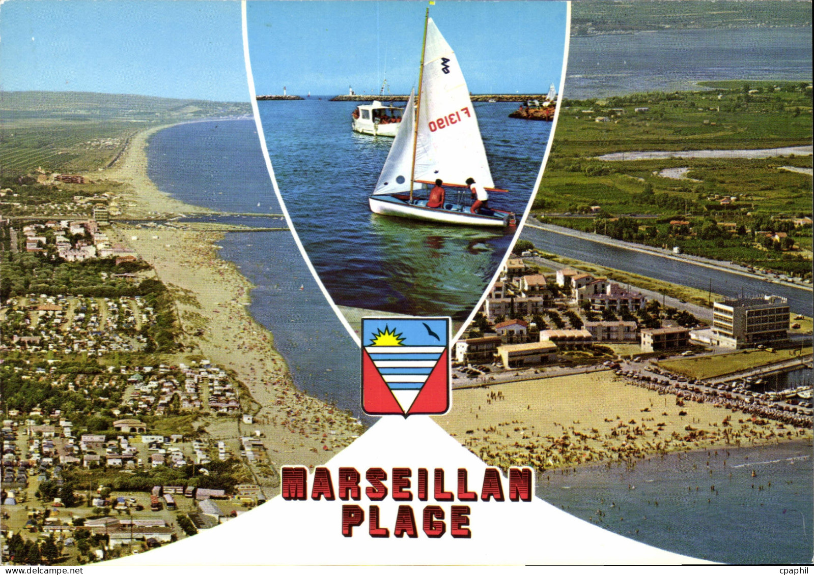 CPM En Parcourant la Cote Mediterraneenne Marseillan Plage Herault Paradis des vacances ensoleillees