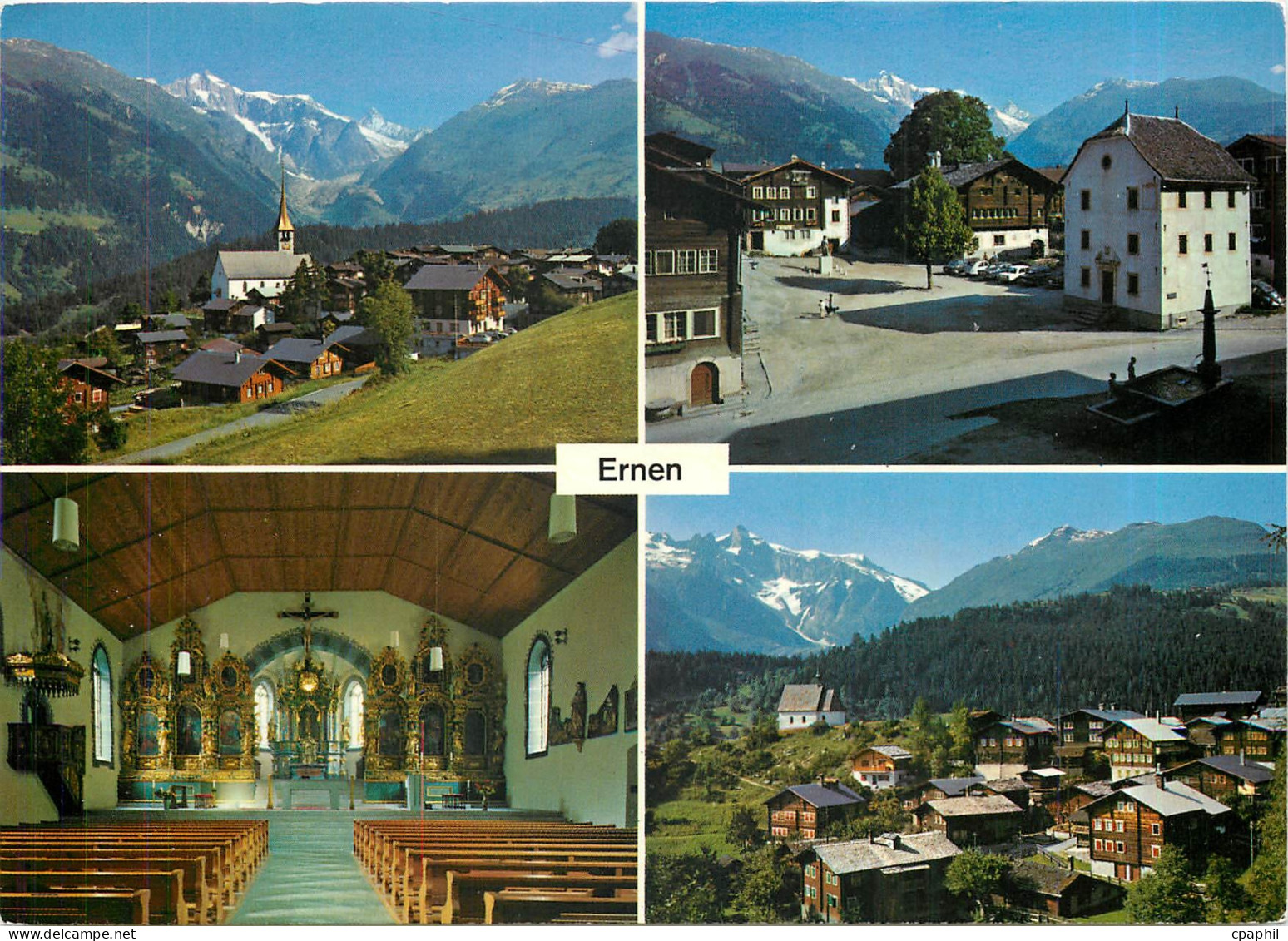 CPM Ernen Wallis Dorfplatz Kirche Ernen Muhlebach