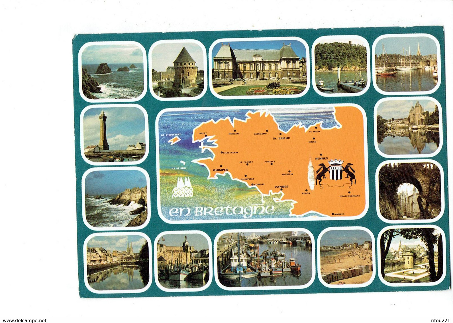 cpm géographique BRETAGNE - illustration multivues