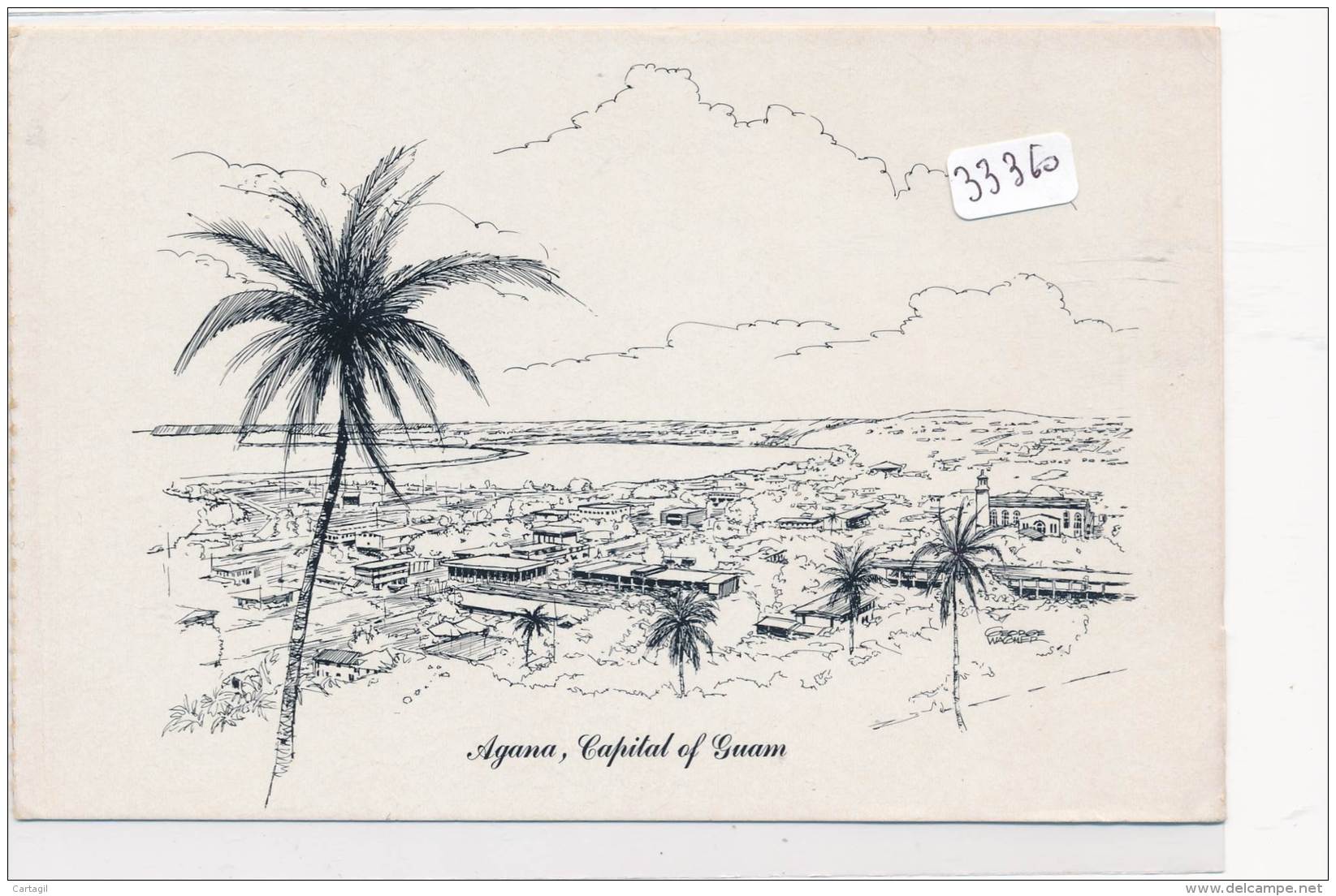 CPM GF  - 33360- Guam - Agana - Dessin vue générale Envoi gratuit
