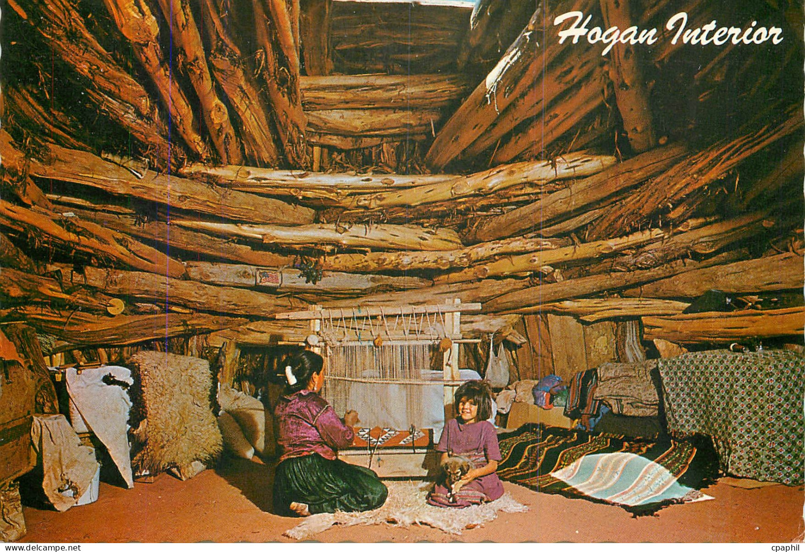 CPM Hogan Interior Monument Valley Inside their primitive circular hogan