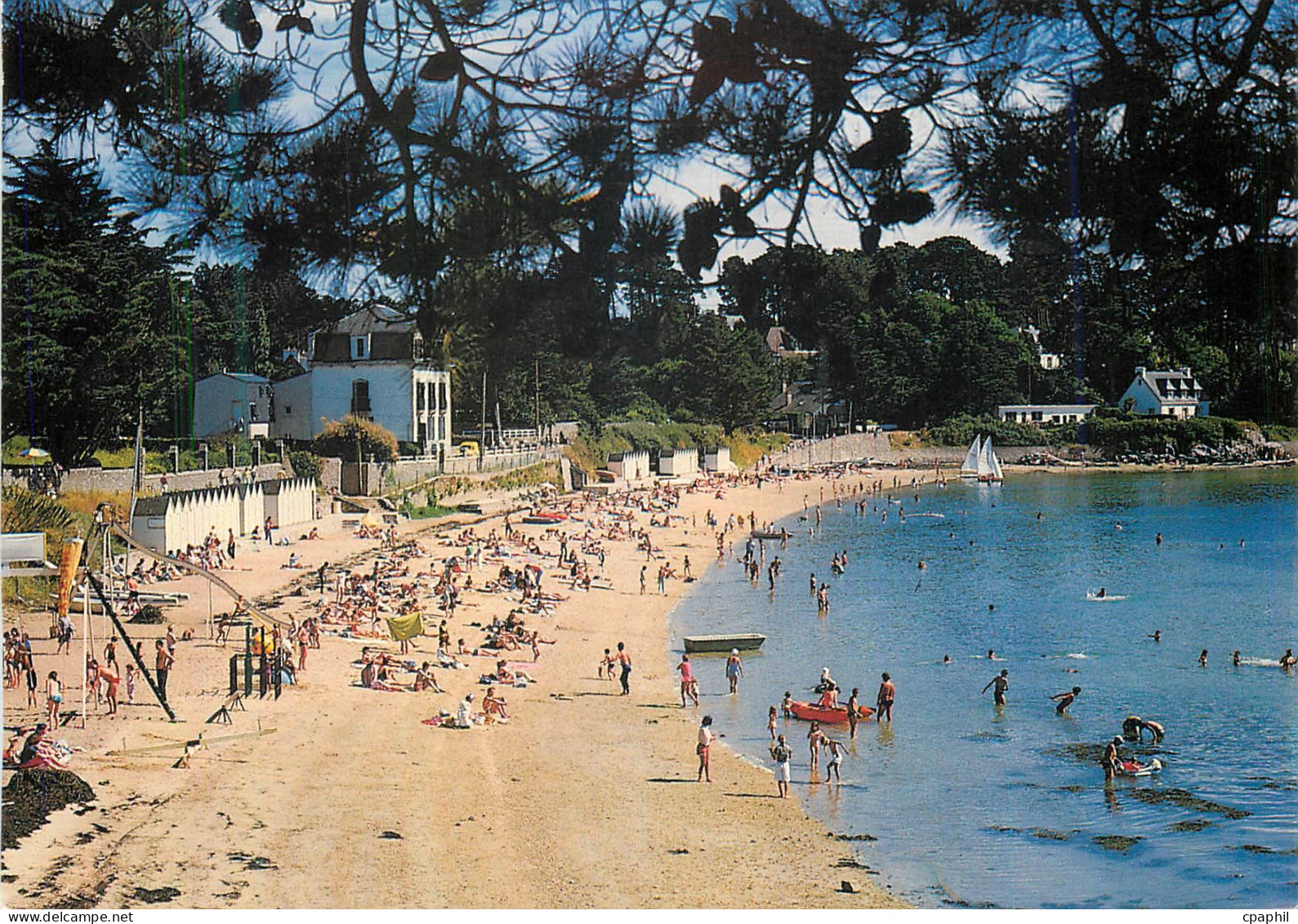 CPM Ile aux Moines (Morbihan) La Bretagne en Couleurs La Grande Plage a l'Heure du Bain