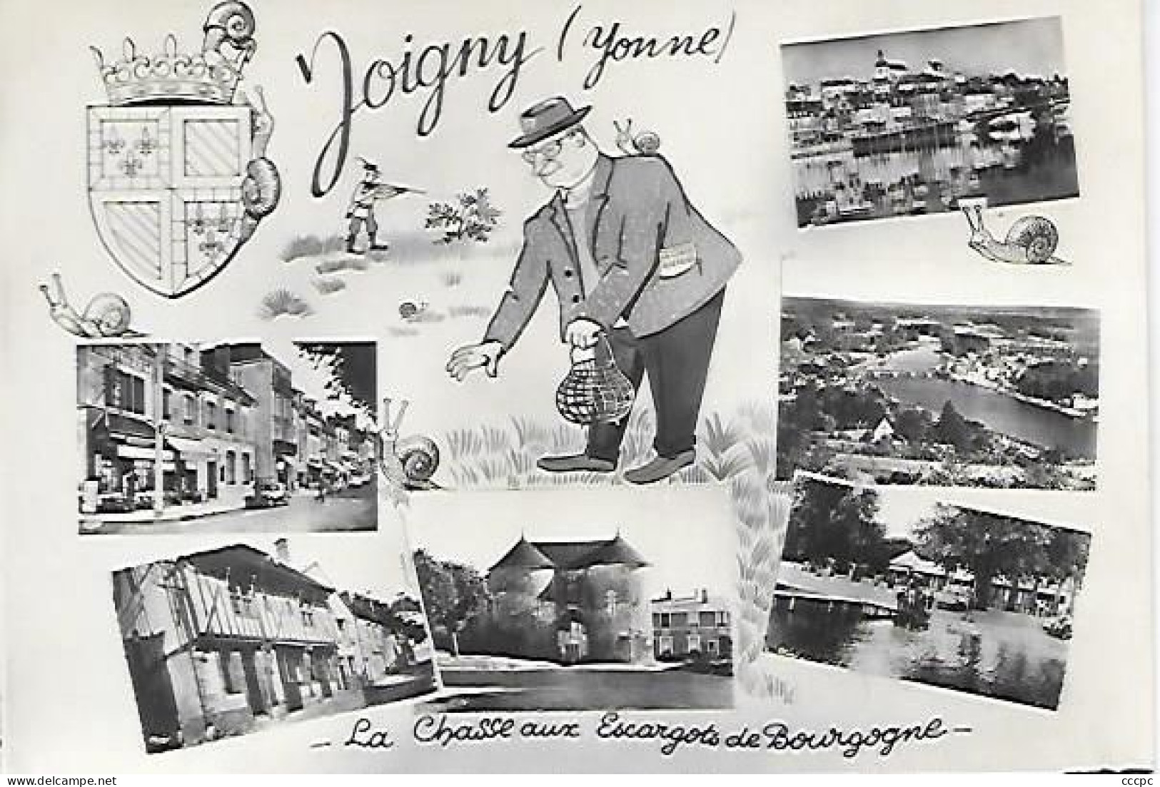 CPM Joigny Vues multiples et Blason