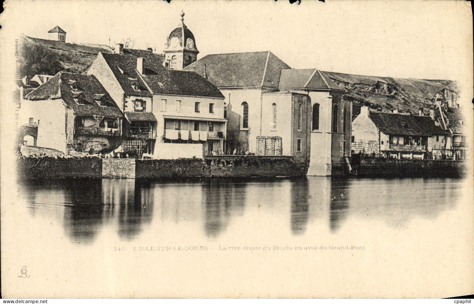 CPM L'isle sur le Doubs La rive droite du Doubs en aval du grand pont