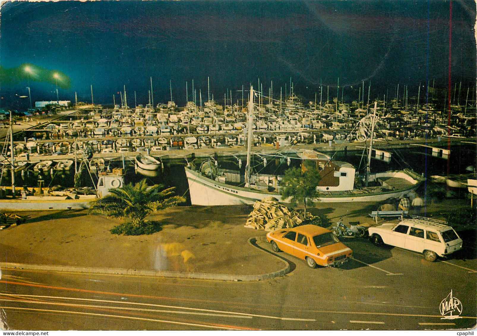 CPM La Cote Vermeille Canet St Nazaire en Roussillon Le Port la nuit