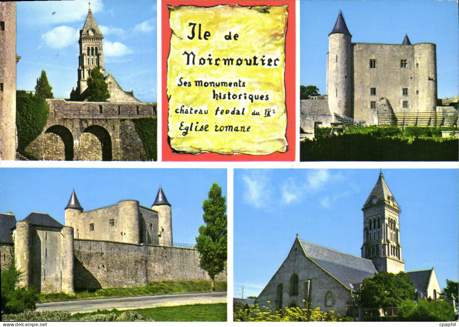 CPM La Vendee Touristique Ile de Noirmoutier Noirmoutier Chateau feodal du IX Eglise Romane