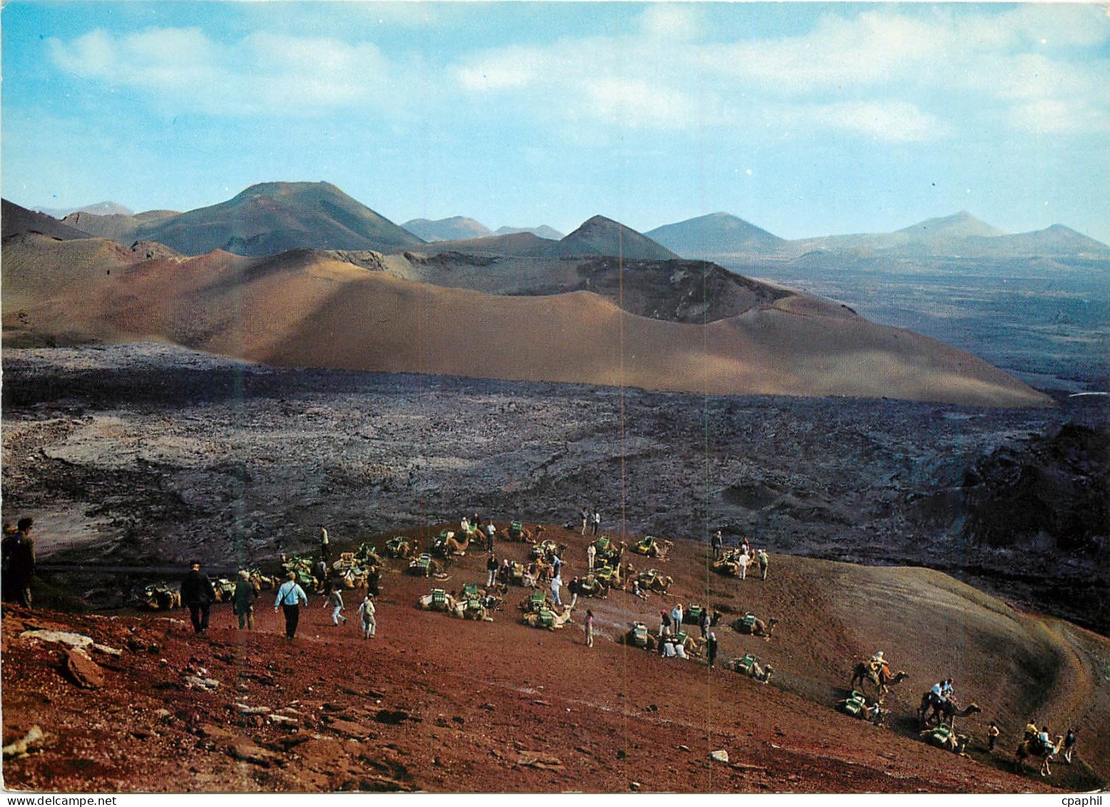 CPM Lanzarote montagne du feu caravane de chameaux