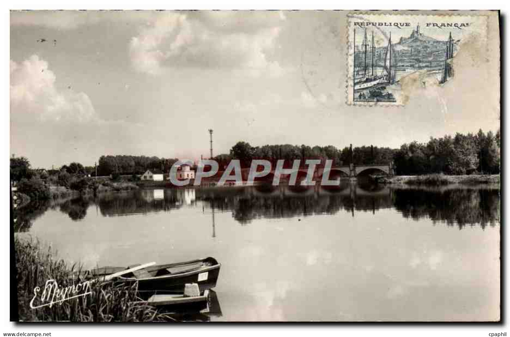 CPM Laroche Saint Cydroine Les bords de l'Yonne Le pont du chemin de fer