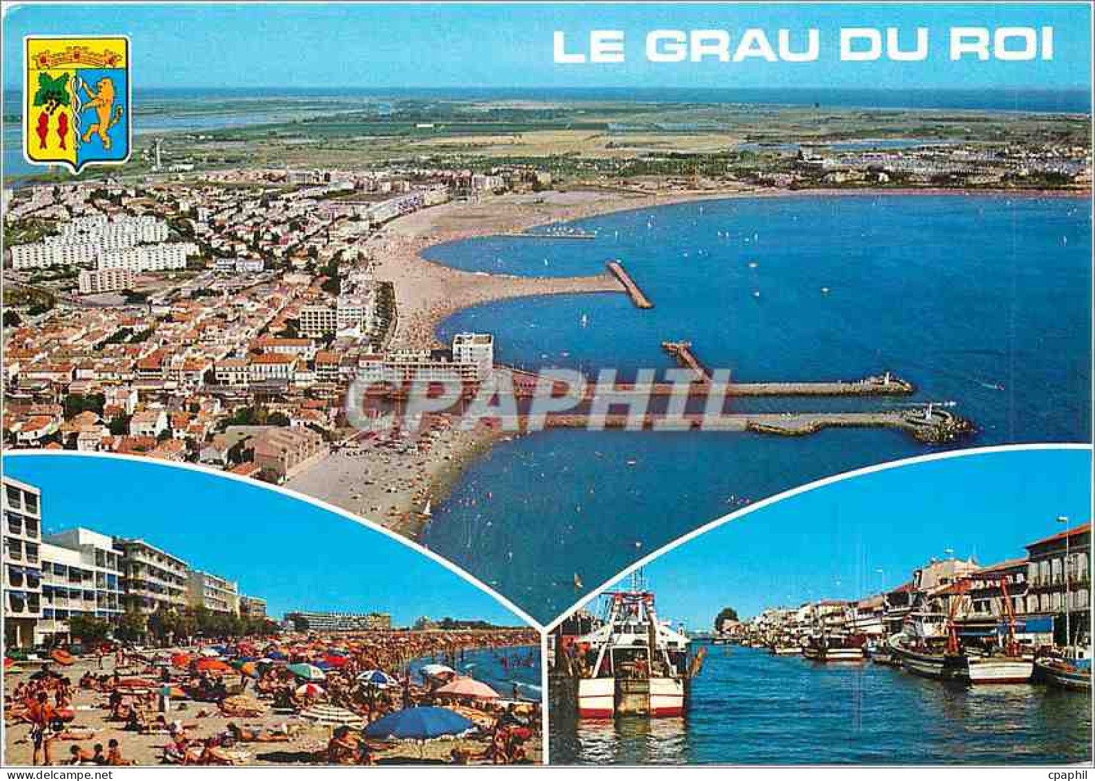 CPM Le Grau du Roi Gard Vue aerienne La plage de la rive gauche Le Canal