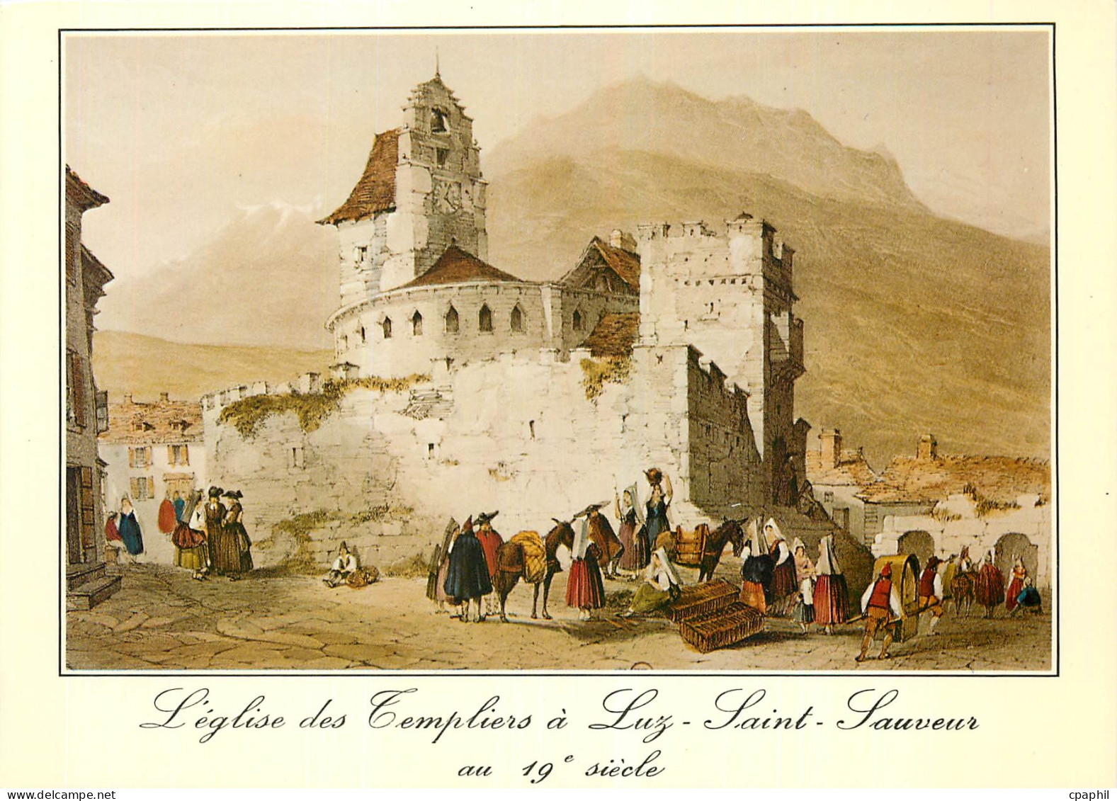 CPM Les Pyrenees L'Eglise des Templiers a Luz Saint Sauveur