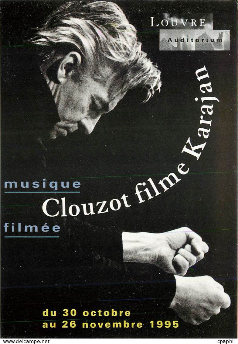 CPM Louvre musique filmee Clouzot filme Karajan Louvre Paris