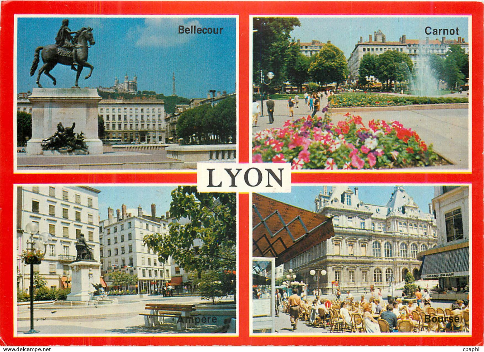 CPM Lyon (Rhone)ses places Bellecour Carnot