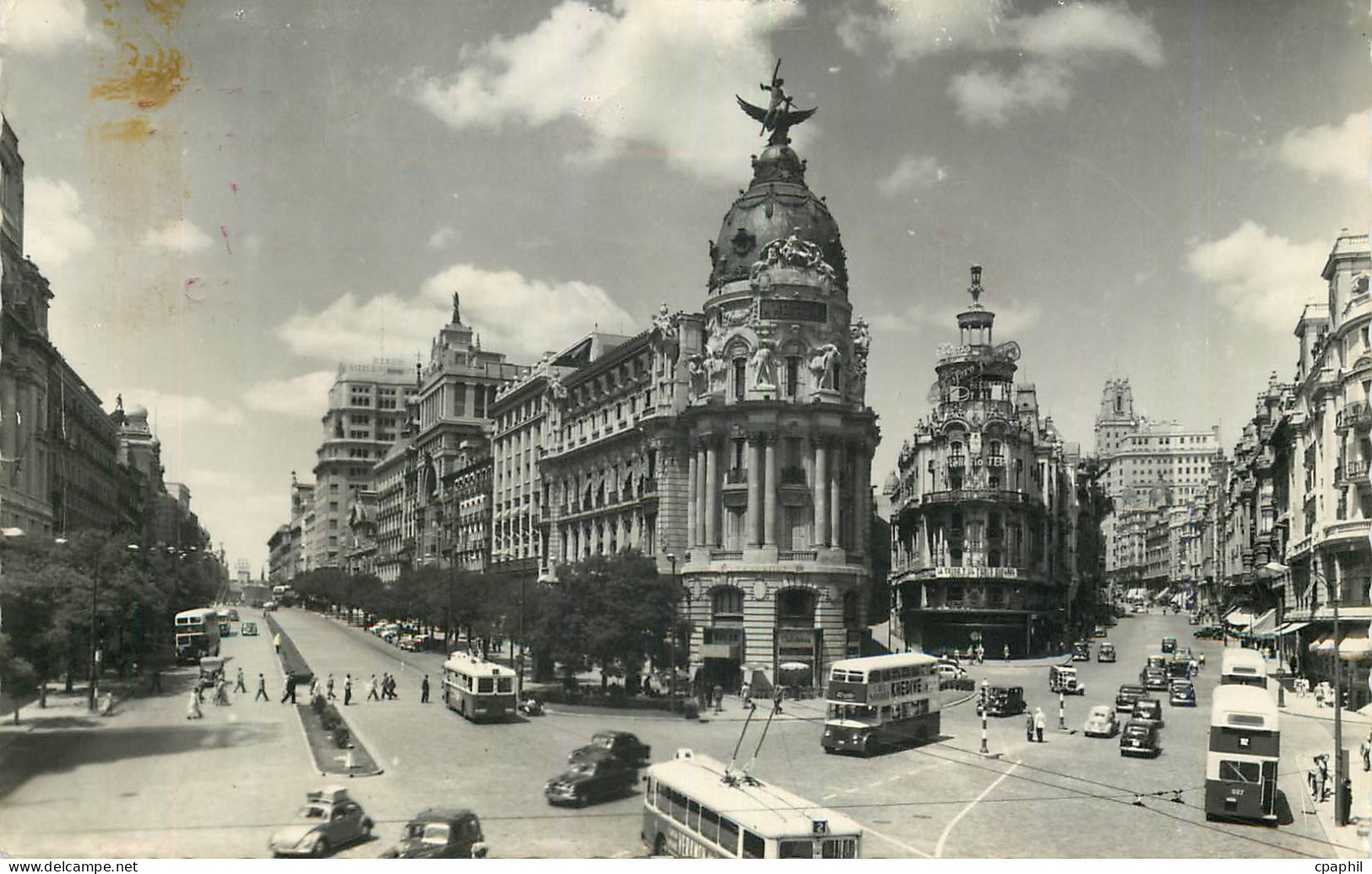 CPM Madrid Avenidas de Alcala y Jose Antonio Avenues de et Madrid 10 Jul59 10 Madrid Canabio Editado en Madrid