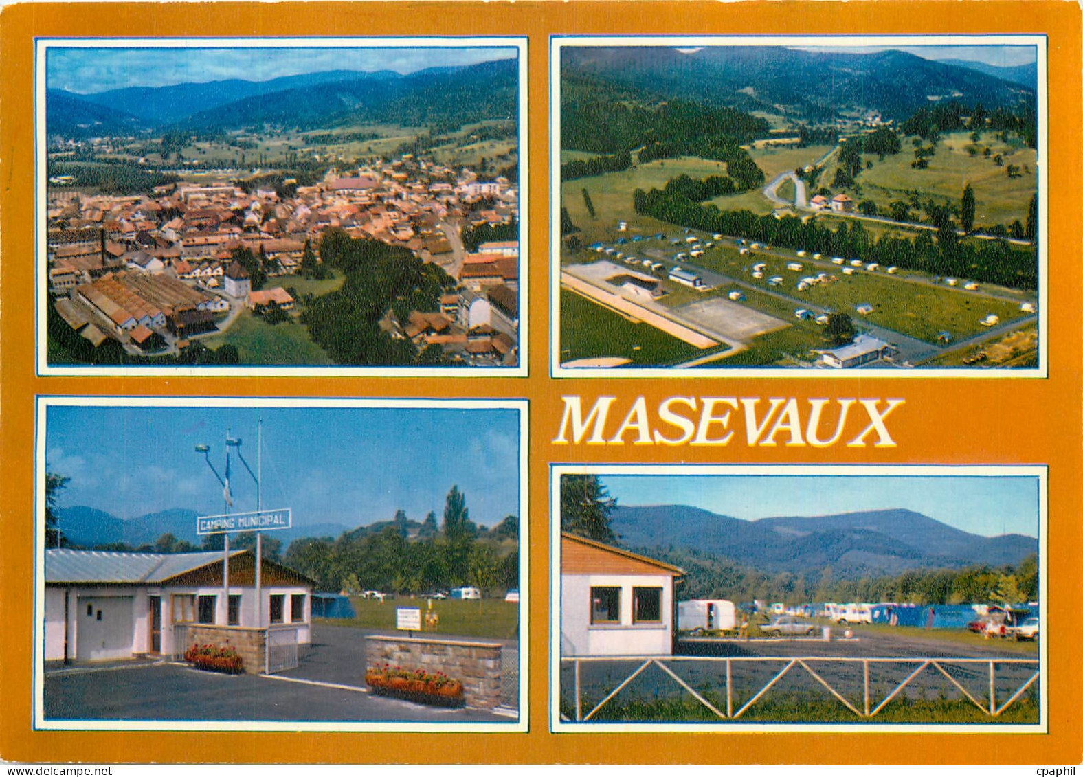 CPM Masevaux Haut Rhin Vue aerienne Vue aerienne camping Entree camping camping municipal