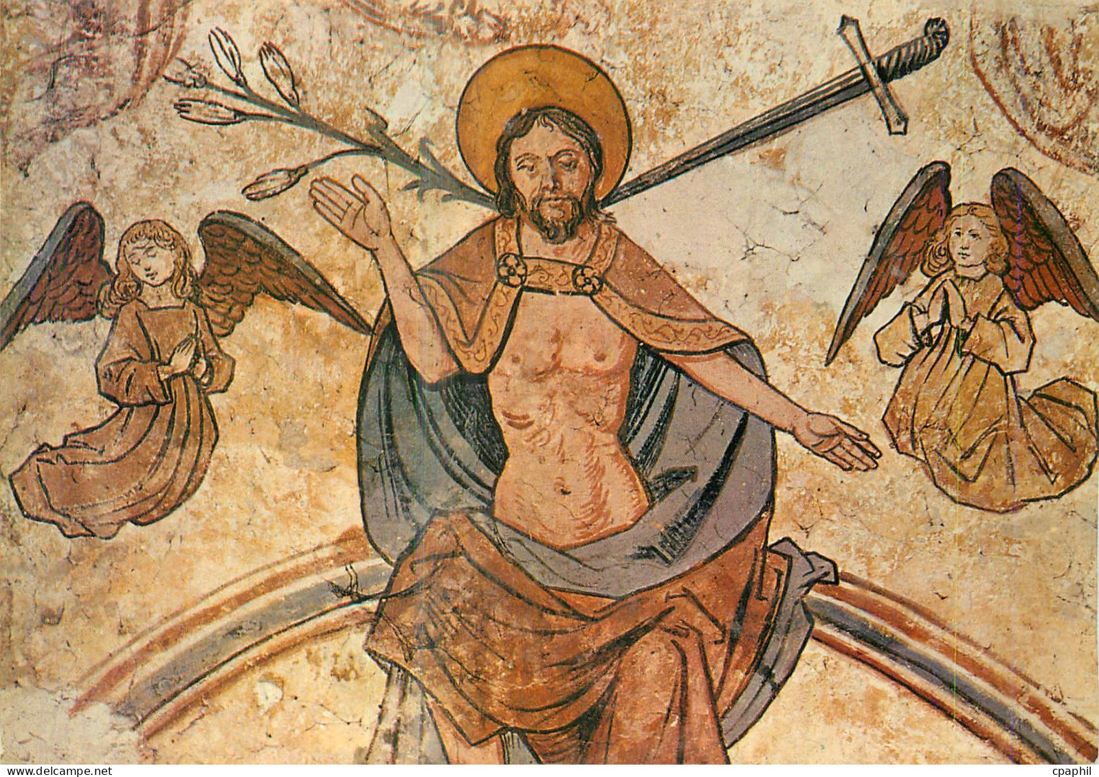 CPM Ottmarsheim (Alsace France) Eglise Octogonale du XIe s Christ du Jugement Dernier Fresque du XVe s