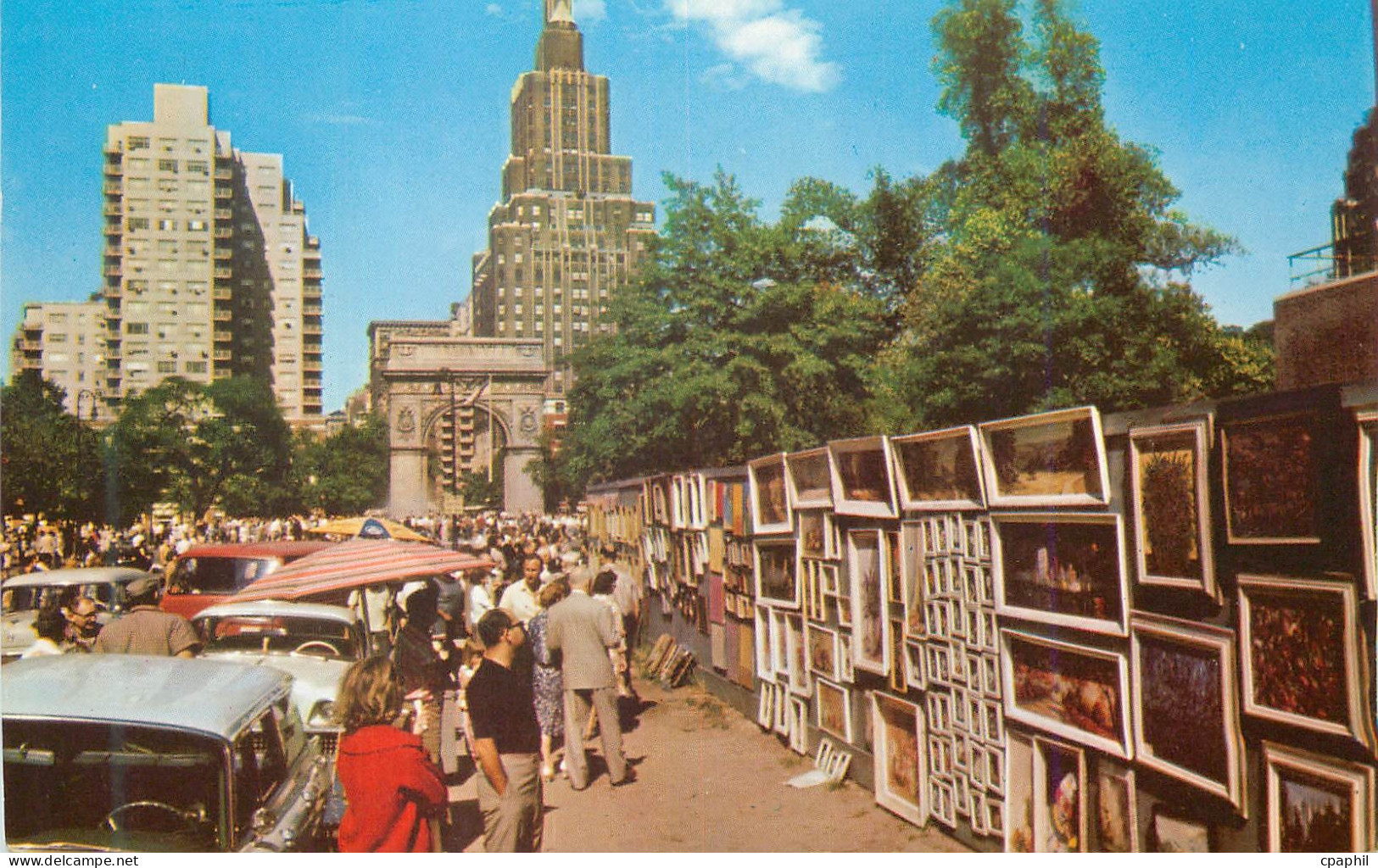 CPM Outdoor Art Gallery at Greenwich Village Showing Washington Arch and one Fifth Avenue Hotel New York City
