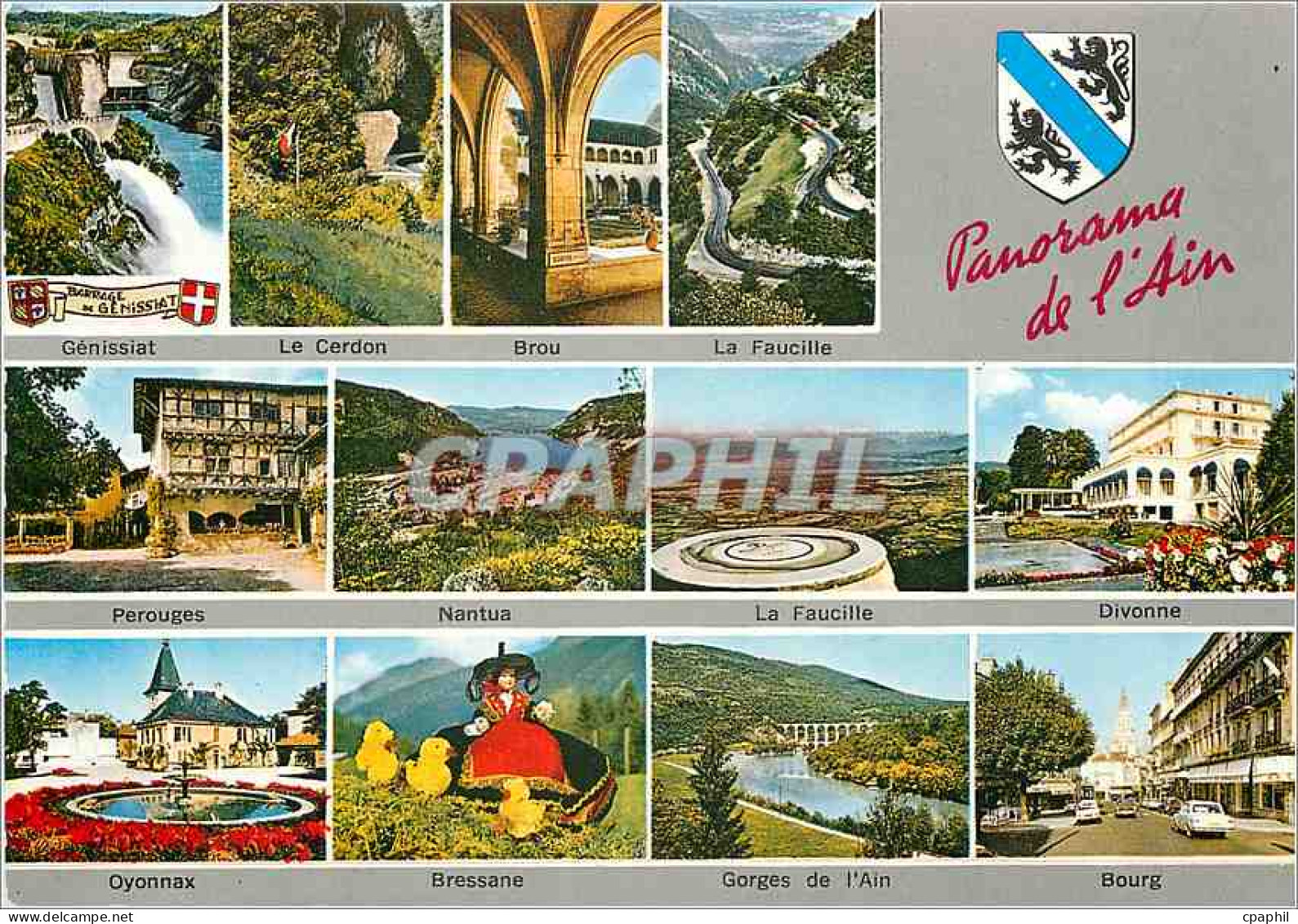 CPM Panorama de l'Ain Genissiat Le Cerdon Brou La Faucille