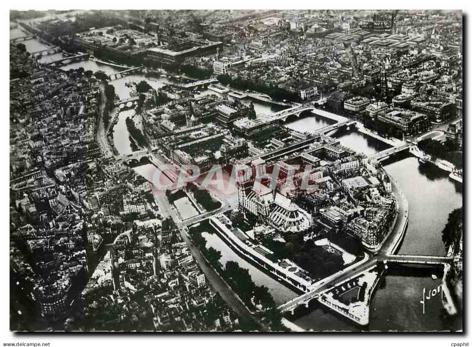 CPM Paris en Avion La Seine et L'Ile de la Cite