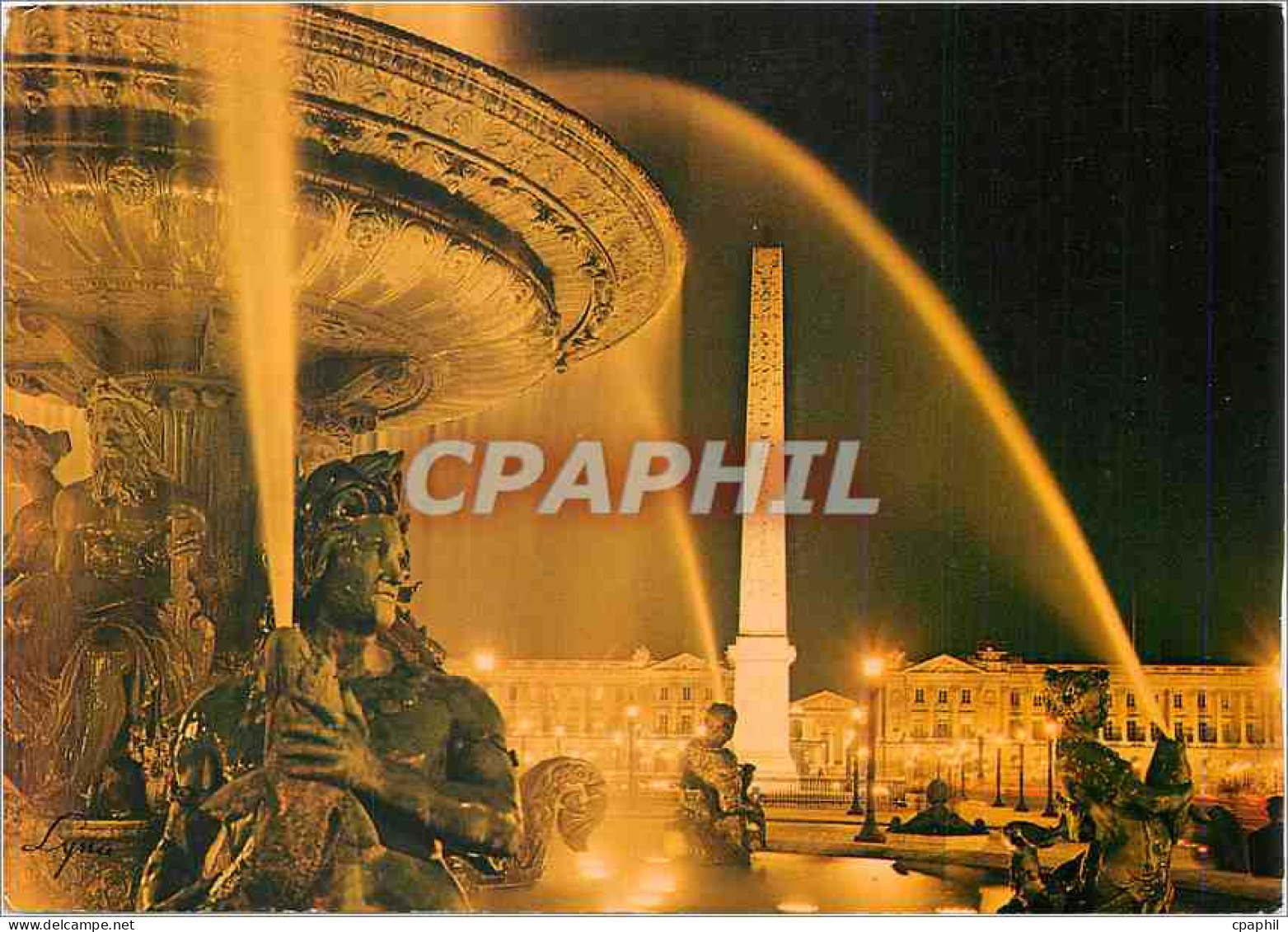 CPM Paris la nuit La Place de la Concorde illuminee