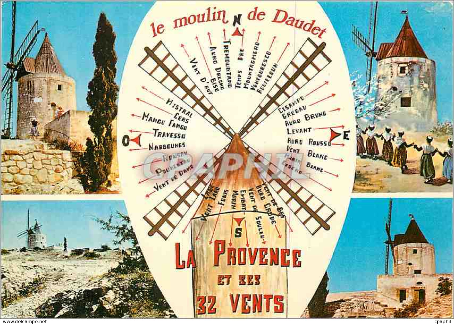 CPM Paysages de Provence Fontvieille (Bouche du Rhone) Le Moulin d'Alphonse Daudet et les vents de P