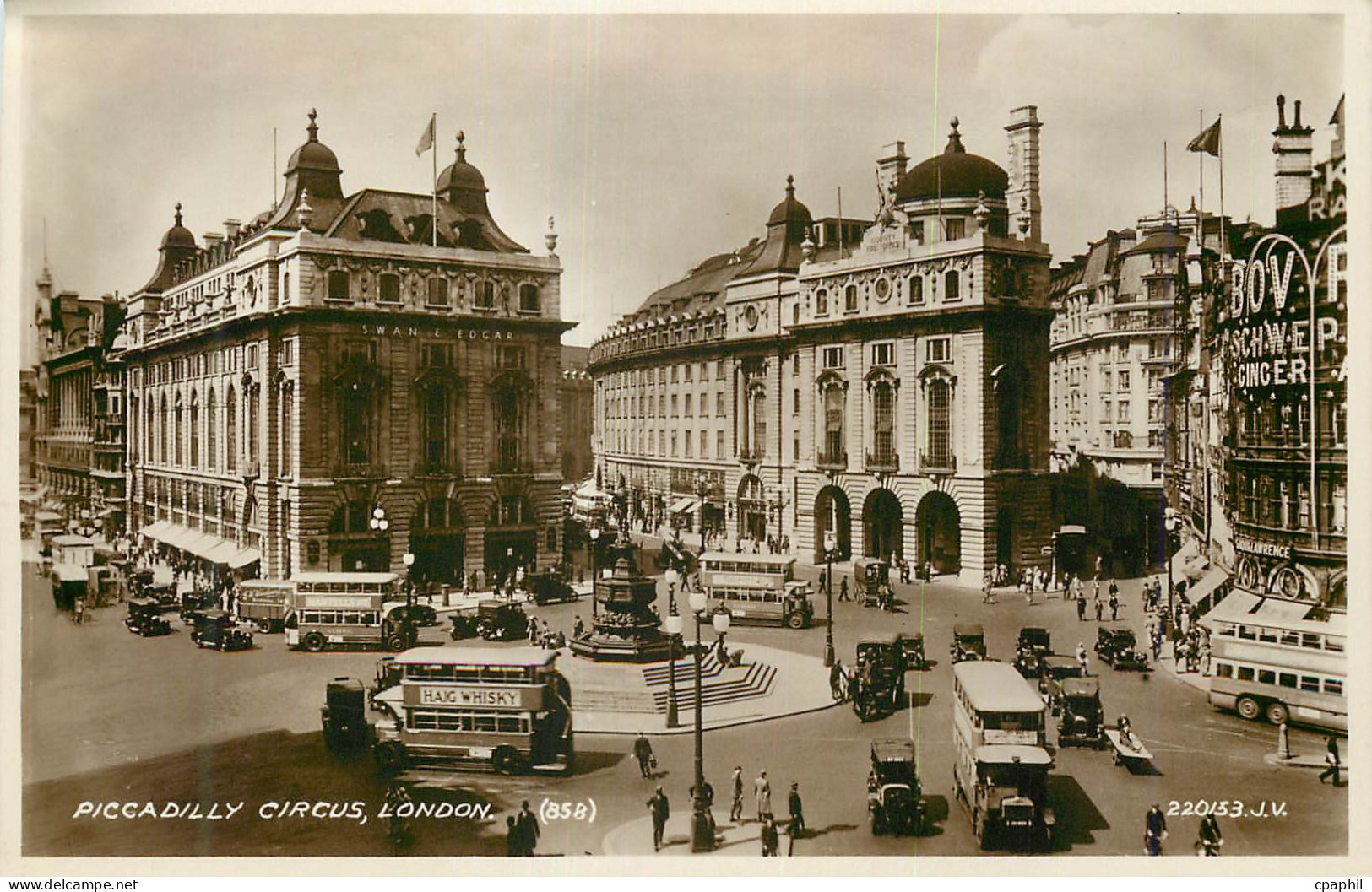 CPM Piccadilly Circus London Autobus Hajg Whisky